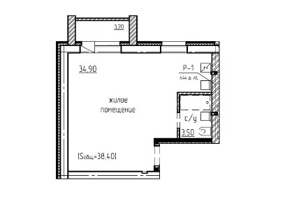 Продается 1-комн. квартира, 38,4 м²