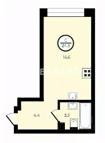 Продается студия, 24,3 м²