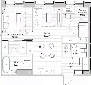 Продается 2-комн. квартира, 54,4 м²