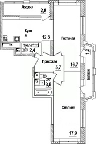 Продается 2-комн. квартира, 64 м²