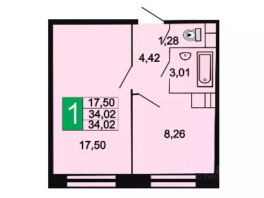 Продается 1-комн. квартира, 33,3 м²