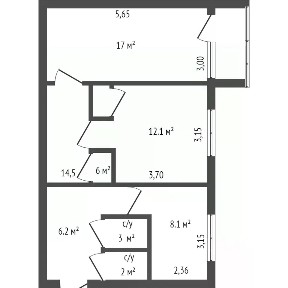 Продается 2-комн. квартира, 52,6 м²