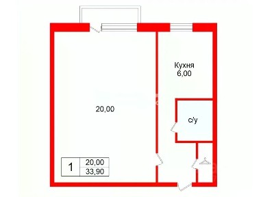 Продается 1-комн. квартира, 33,9 м²