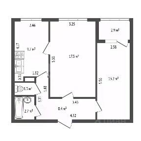 Продается 2-комн. квартира, 52,6 м²