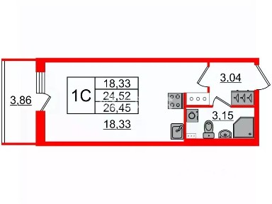 Продается студия, 24,2 м²