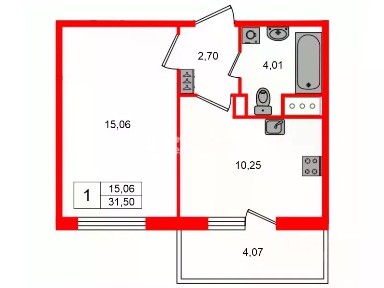 Продается 1-комн. квартира, 31,5 м²