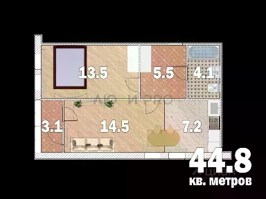 Продается 1-комн. квартира, 44,8 м²