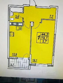 Продается 1-комн. квартира, 44 м²