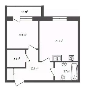 Продается 1-комн. квартира, 48,3 м²