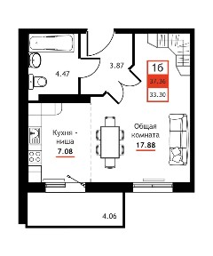 Продается студия, 38 м²
