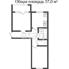 Продается 2-комн. квартира, 58,1 м²