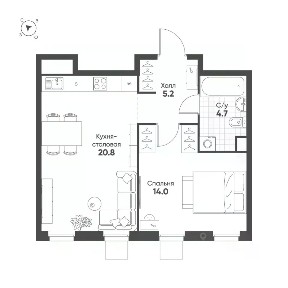 Продается 1-комн. квартира, 44,7 м²