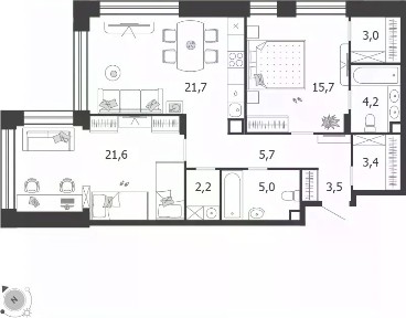 Продается 2-комн. квартира, 86 м²
