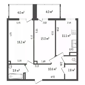 Продается 2-комн. квартира, 70,9 м²