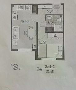 Продается 1-комн. квартира, 31,9 м²