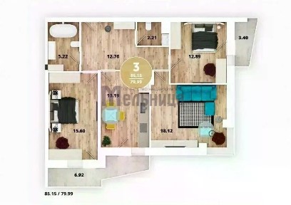 Продается 3-комн. квартира, 79,8 м²
