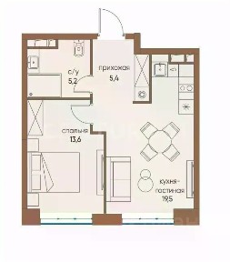Сдается 1-комн. квартира, 43,7 м²