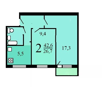 Сдается 2-комн. квартира, 42 м²