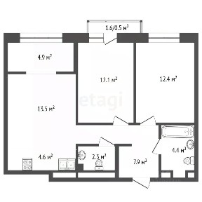 Продается 2-комн. квартира, 62,7 м²