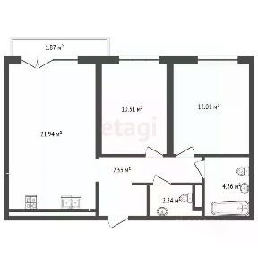 Продается 2-комн. квартира, 57,5 м²