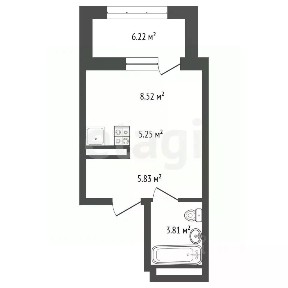 Продается студия, 26,5 м²