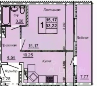 Продается 1-комн. квартира, 33,2 м²