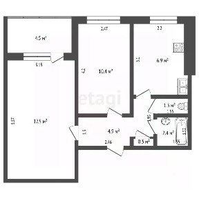 Продается 2-комн. квартира, 43,6 м²