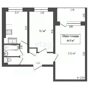 Продается 2-комн. квартира, 44,9 м²