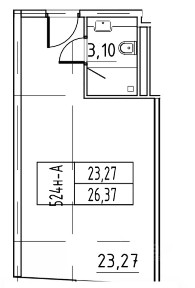 Продается апартаменты-студия, 26,37 м²