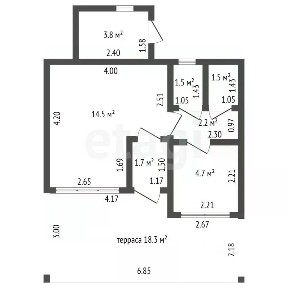 Продается 1-этажный дом, 51,3 м²