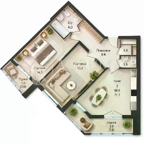 Продается 2-комн. квартира, 66 м²