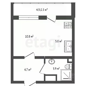 Продается студия, 23 м²