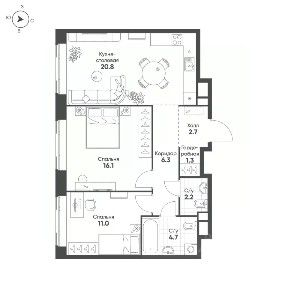 Продается 2-комн. квартира, 65,1 м²