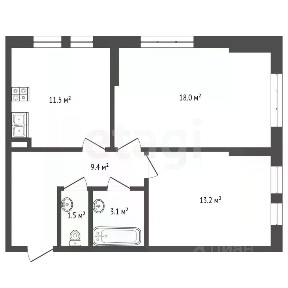 Продается 2-комн. квартира, 56,7 м²