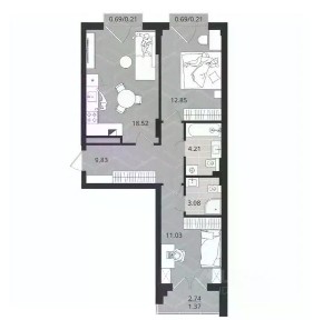 Продается 2-комн. квартира, 63,64 м²