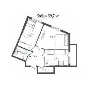 Продается 2-комн. квартира, 59,7 м²