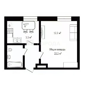 Продается 1-комн. квартира, 22,2 м²