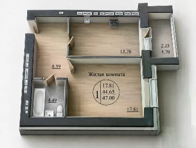 Продается 1-комн. квартира, 45 м²