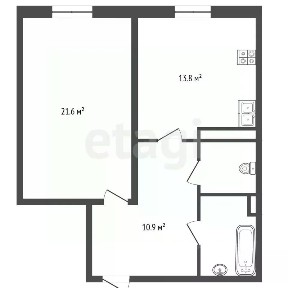 Продается 1-комн. квартира, 52,8 м²