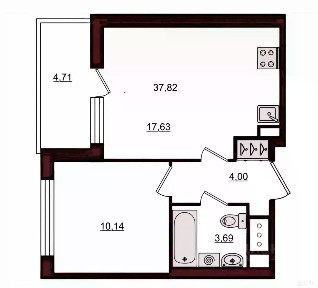 Сдается 1-комн. квартира, 34,7 м²