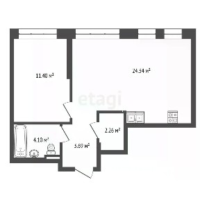 Продается 1-комн. квартира, 45,8 м²