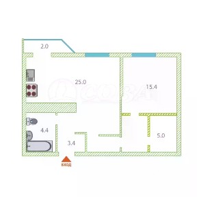 Продается 2-комн. квартира, 53 м²