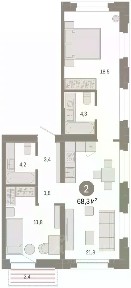 Продается 3-комн. квартира, 68,29 м²