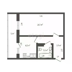 Продается 1-комн. квартира, 32,1 м²