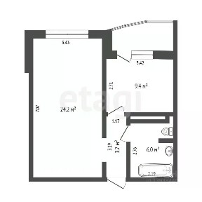 Продается 1-комн. квартира, 39,8 м²