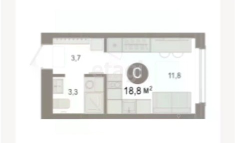 Продается студия, 18,71 м²