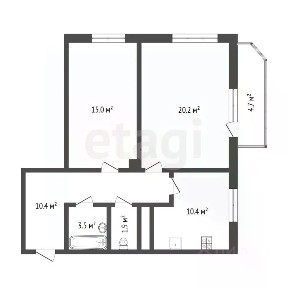 Продается 2-комн. квартира, 62,4 м²