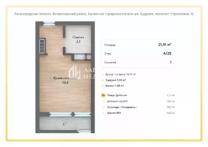Сдается студия, 23,51 м²
