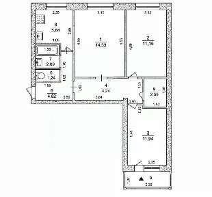 Продается 3-комн. квартира, 58,24 м²