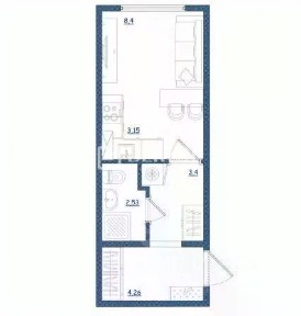 Продается студия, 21,7 м²